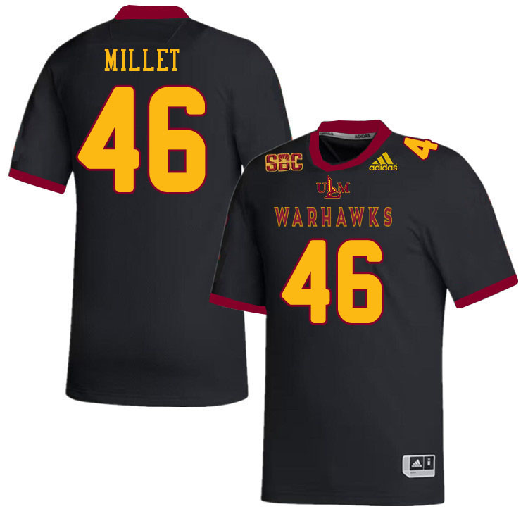 #46 Trayce Millet Louisiana-Monroe Warhawks College Football Jerseys Stitched-Black